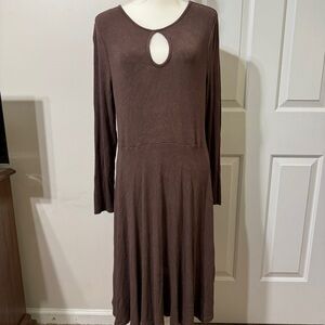 SHEIN Brown Crew Neck Long Sleeve Sheath Dress, size 2XL